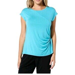 NWOT HSN Colleen Lopez Knit Tee T-Shirt Women's Top Side Tie Maui Blue